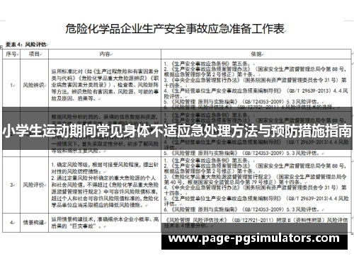 小学生运动期间常见身体不适应急处理方法与预防措施指南