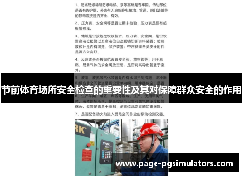 节前体育场所安全检查的重要性及其对保障群众安全的作用