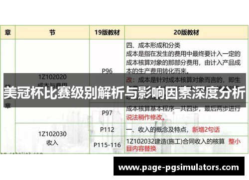 美冠杯比赛级别解析与影响因素深度分析